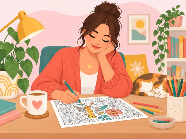 Adult relaxing with a coloring page
