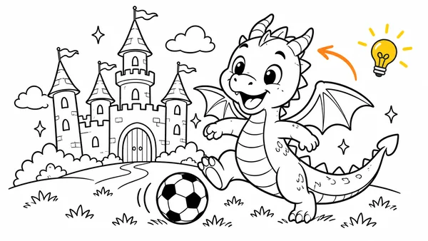 A text idea next to its coloring page
