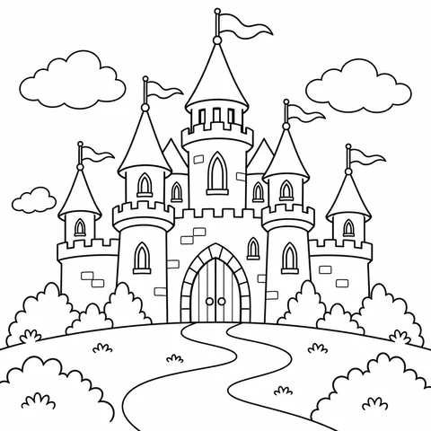 Fantasy castle coloring page