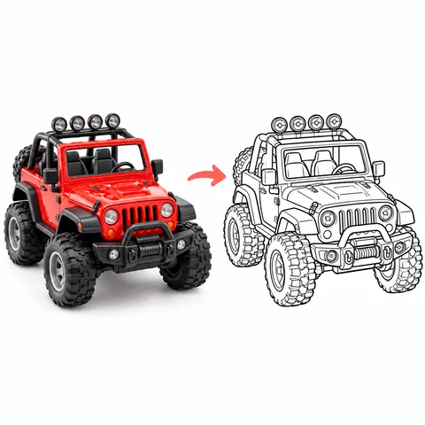 Toy vehicle and coloring page