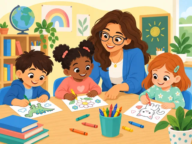 Teacher coloring with students
