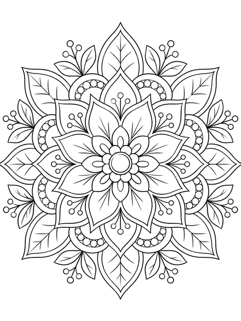 Garden Bloom coloring page in mandala line art